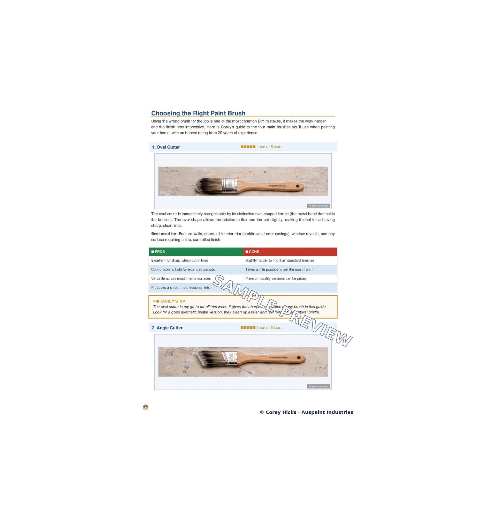 Watermarked sample page from The Essentials showing how to choose a paint brush